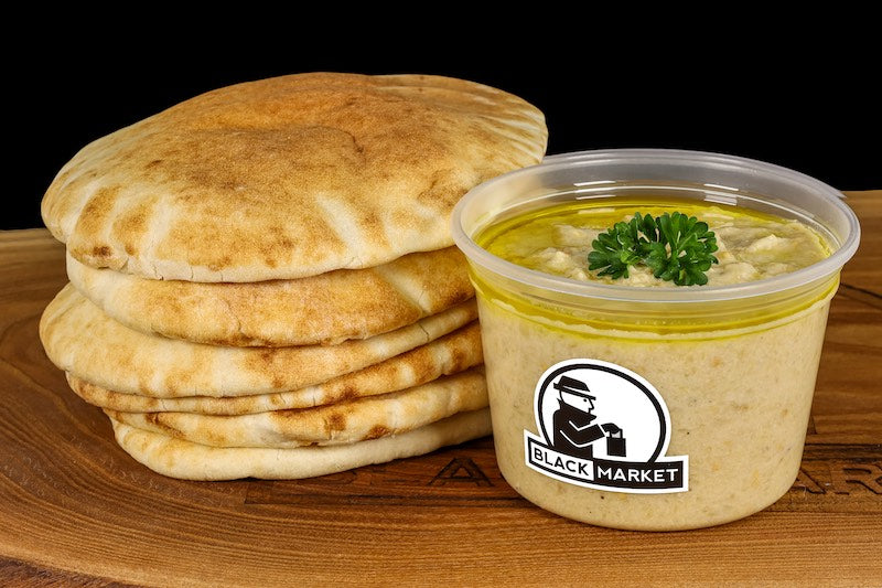6. Baba Ghanoush + 6 Pack of White Pitas